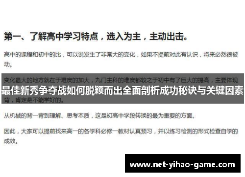 最佳新秀争夺战如何脱颖而出全面剖析成功秘诀与关键因素